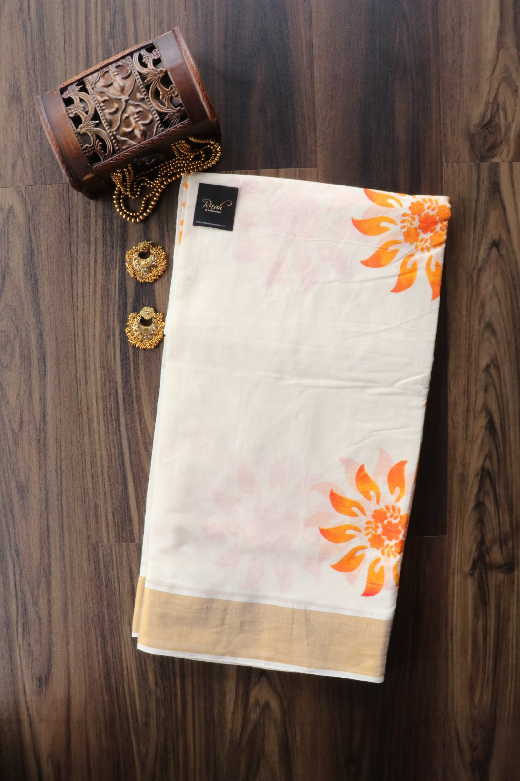 YELLOW FLORAL PRINTED KERALA COTTON
