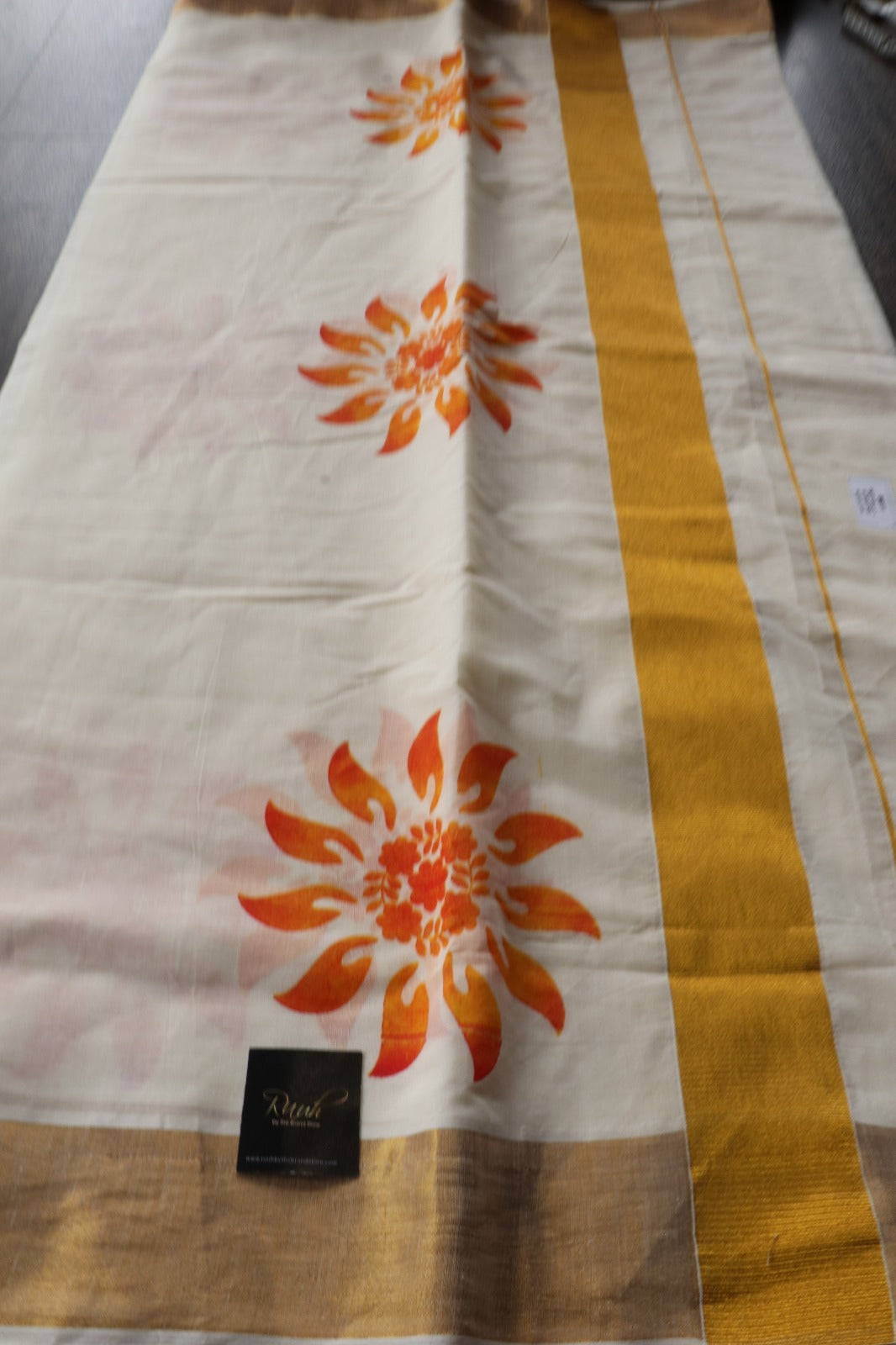 YELLOW FLORAL PRINTED KERALA COTTON