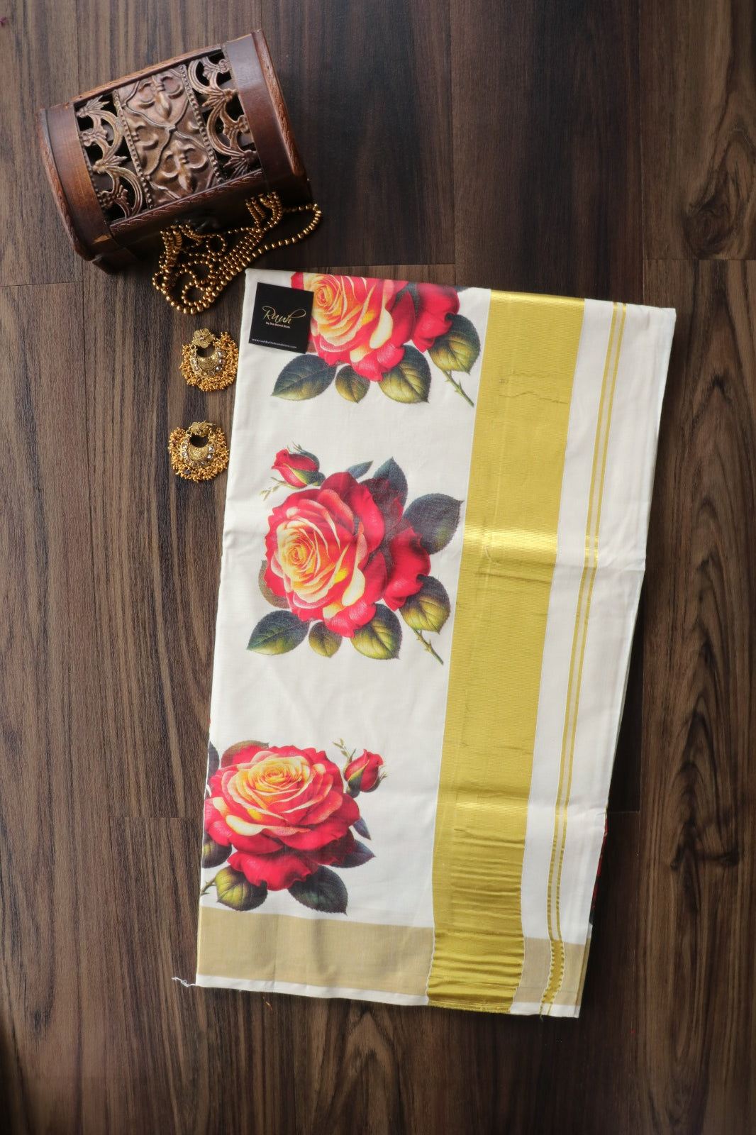 ROSE PRINTED KERALA COTTON SAREE