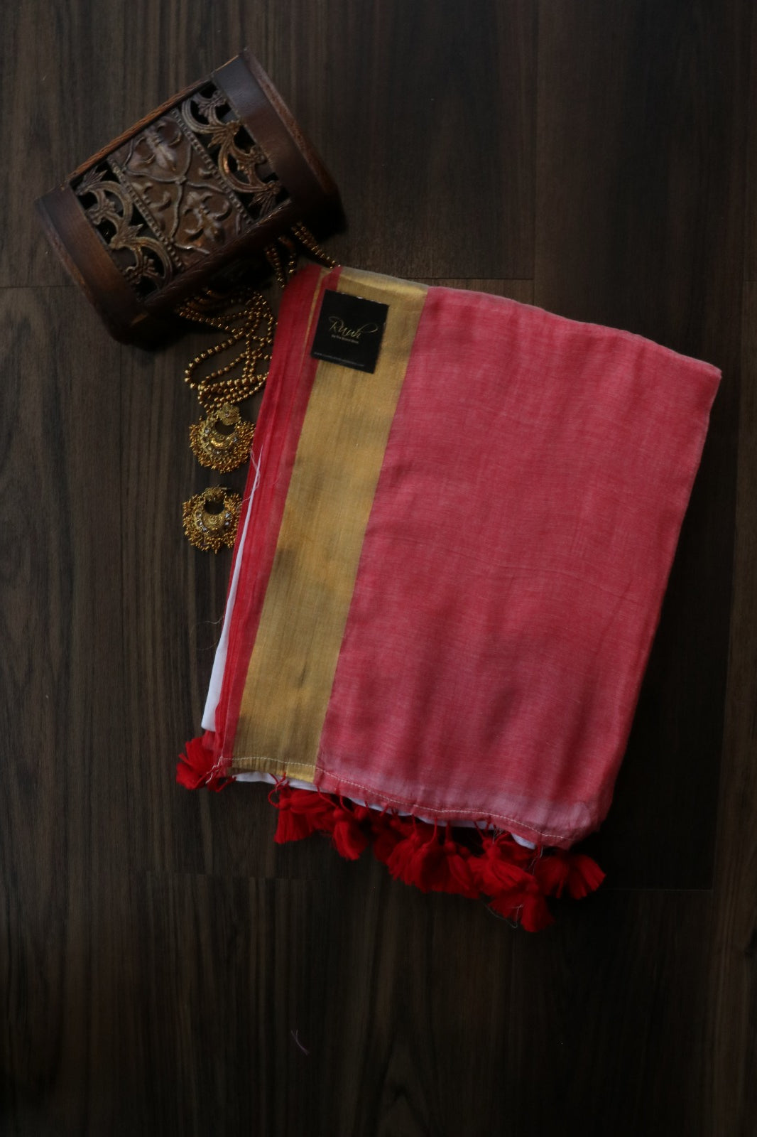 PINK - WHITE MULMUL SAREE