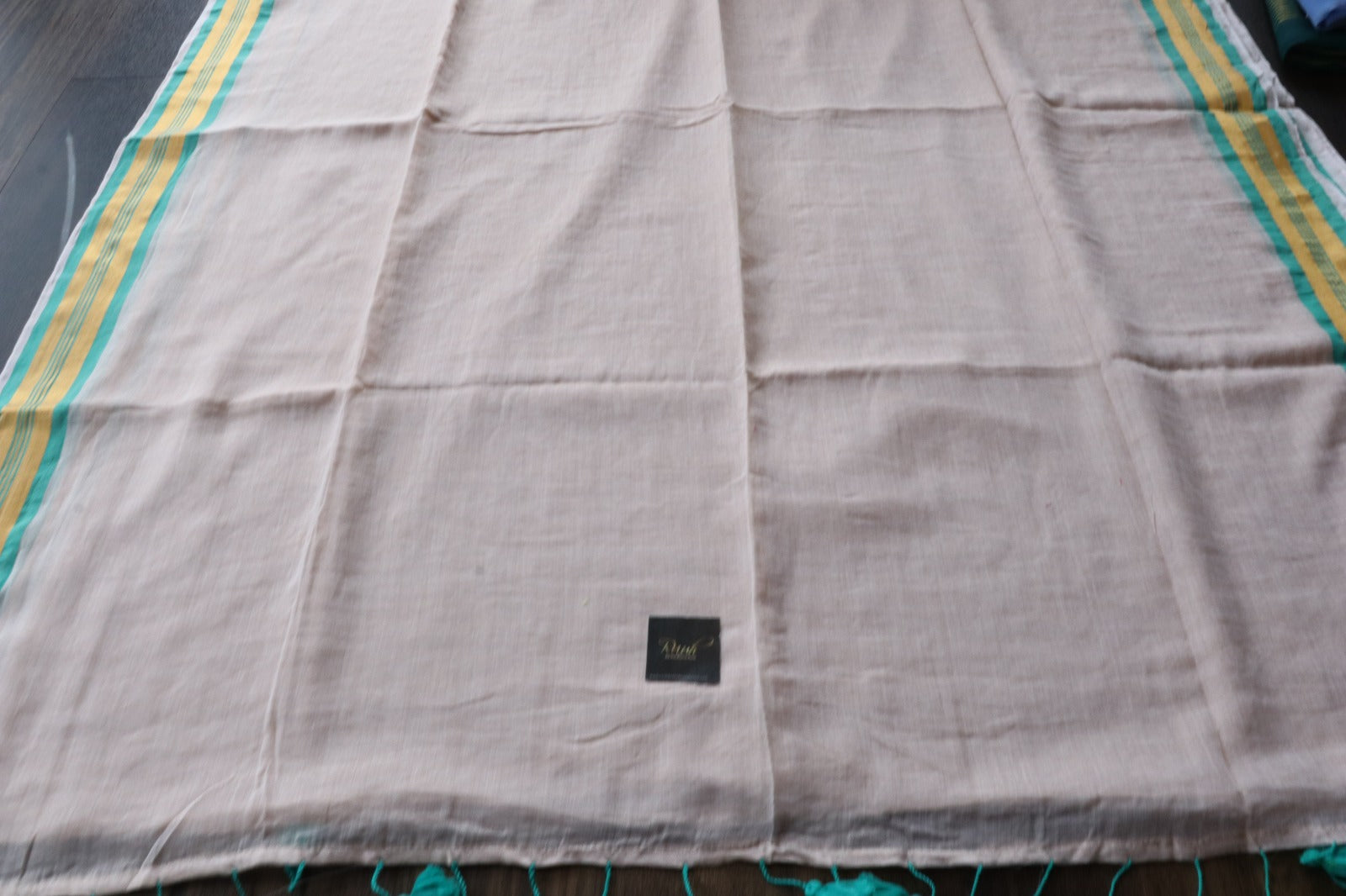 MULMUL SAREE WITH SEA GREEN AND GOLD BORDER