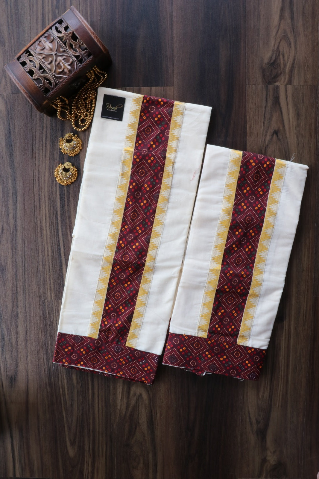 COTTON SET MUND WITH BLOUSE PIECE-MAROON