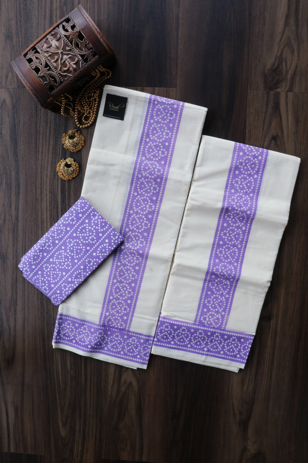 COTTON SET MUND WITH BLOUSE PIECE -LAVENDER