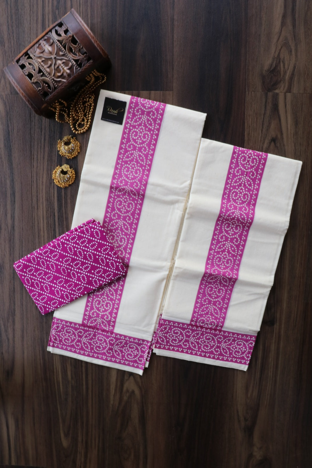 COTTON SET MUND WITH BLOUSE PIECE -MAGENTA