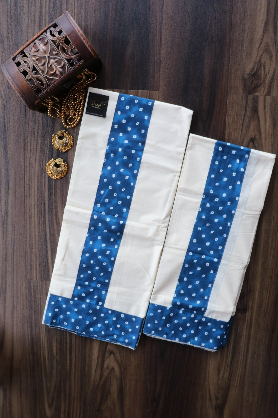 COTTON SET MUND WITH BLOUSE -BLUE