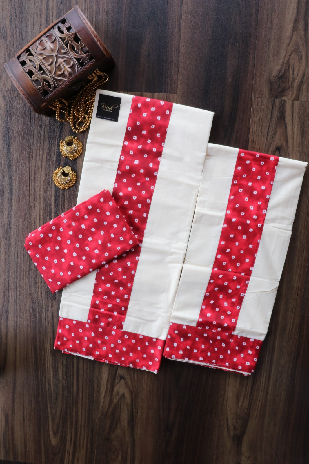 COTTON SET MUND WITH BLOUSE -Red