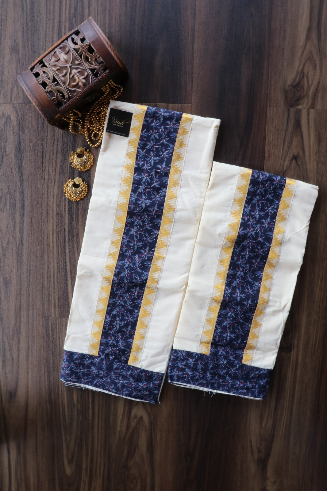 COTTON SET MUND WITH BLOUSE PIECE-BLUE