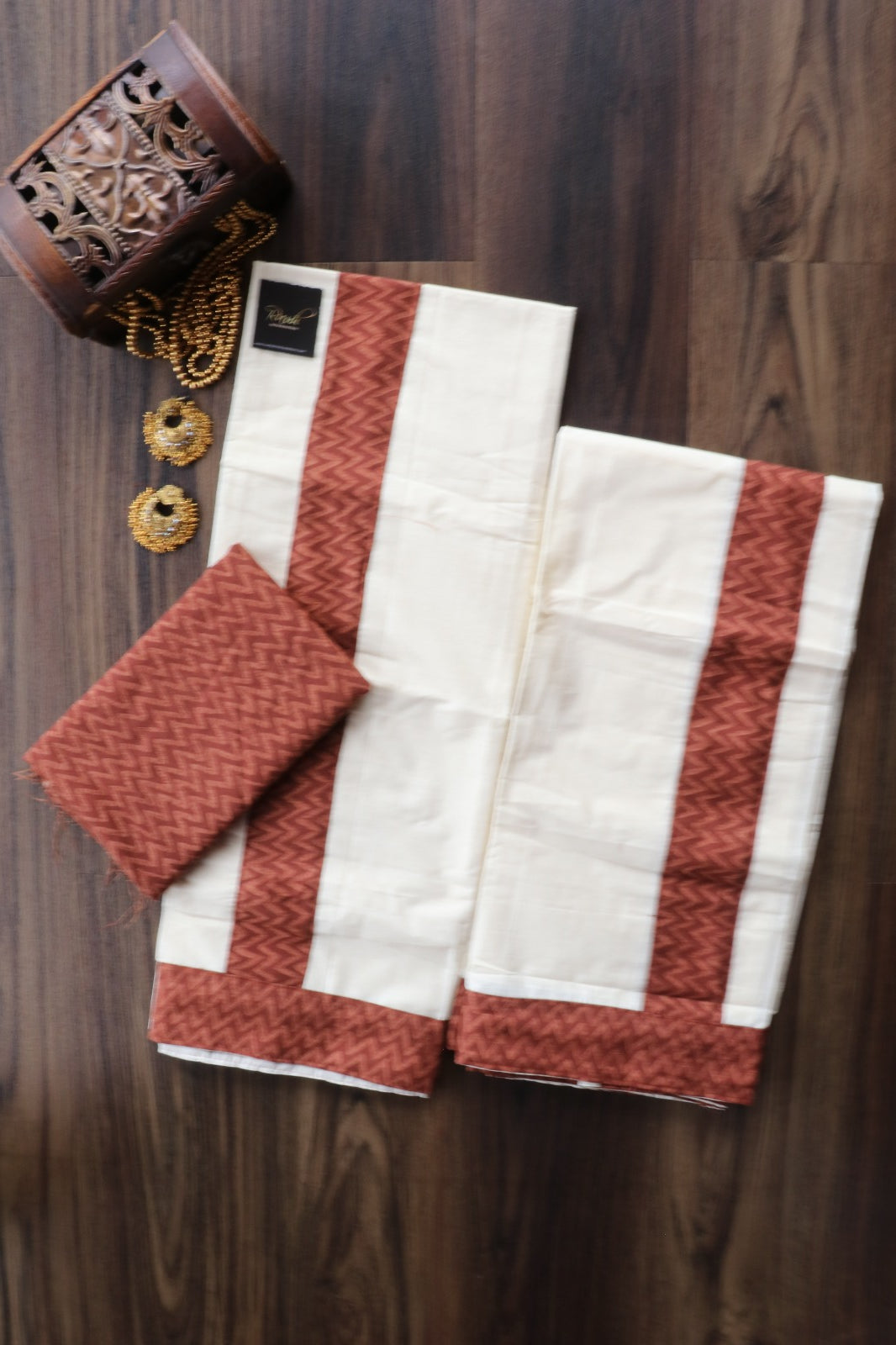 COTTON SET MUND WITH BLOUSE - BROWN