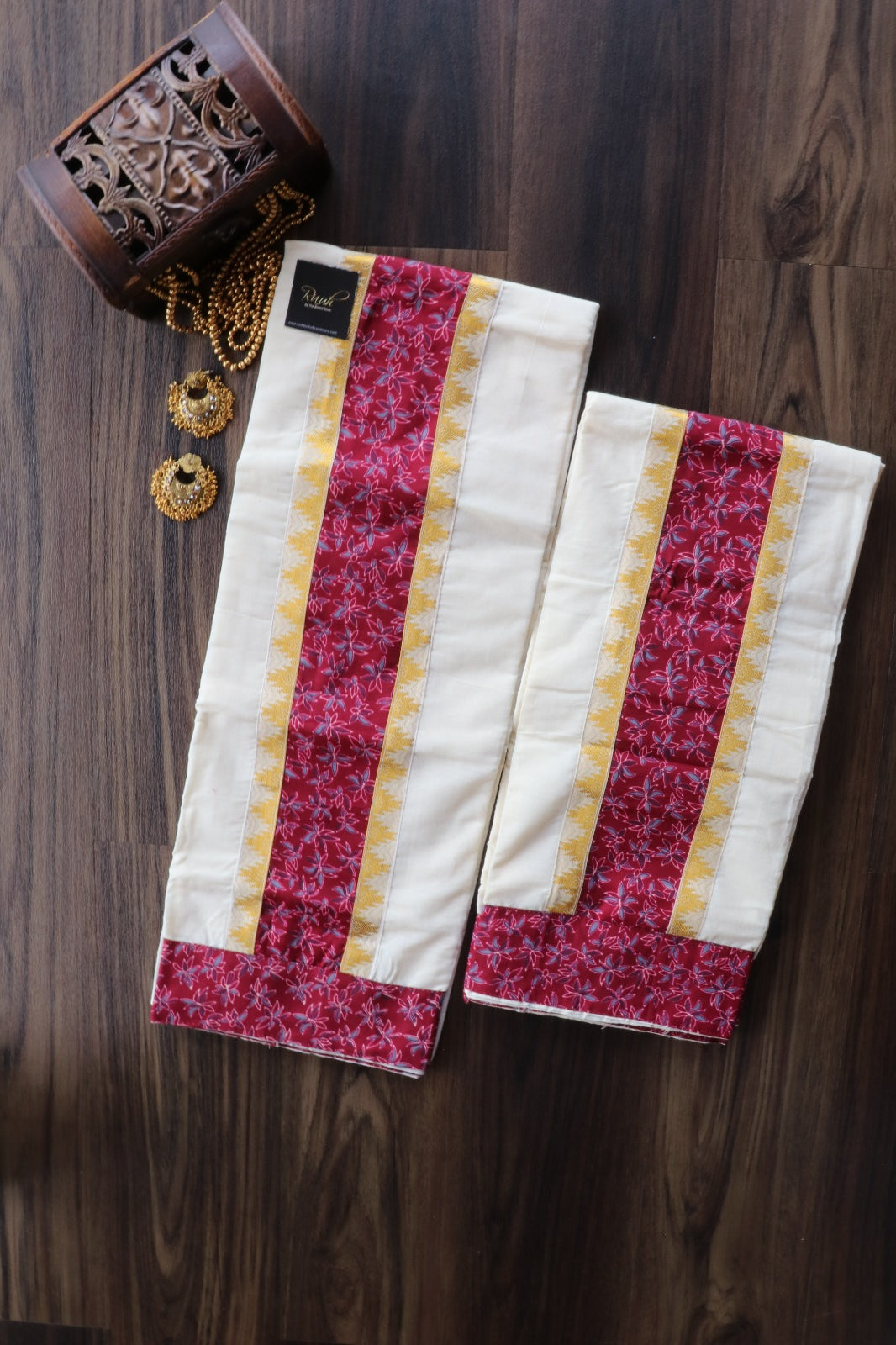 COTTON SET MUND WITH BLOUSE PIECE-DARK PINK