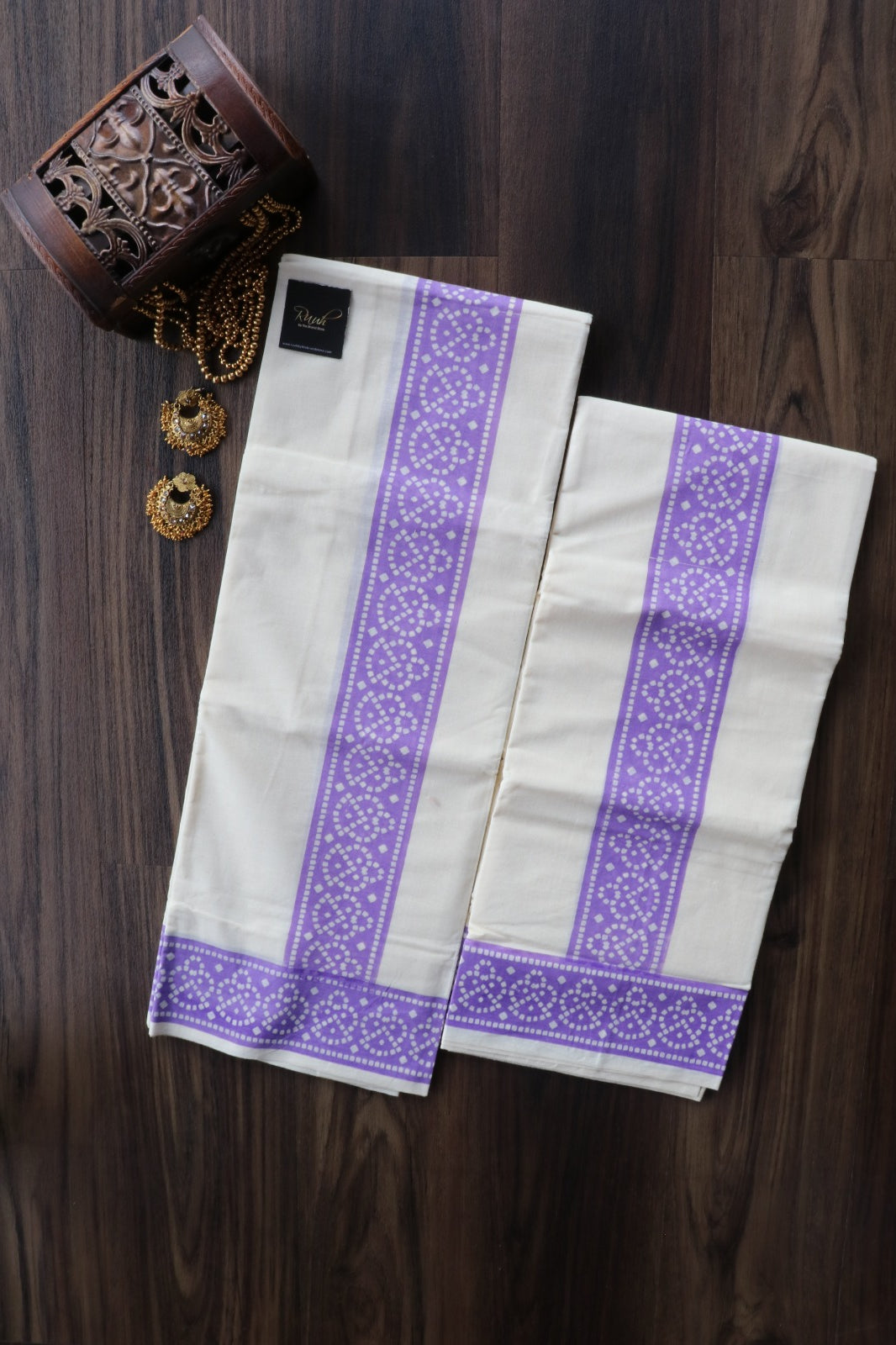 COTTON SET MUND WITH BLOUSE PIECE -LAVENDER