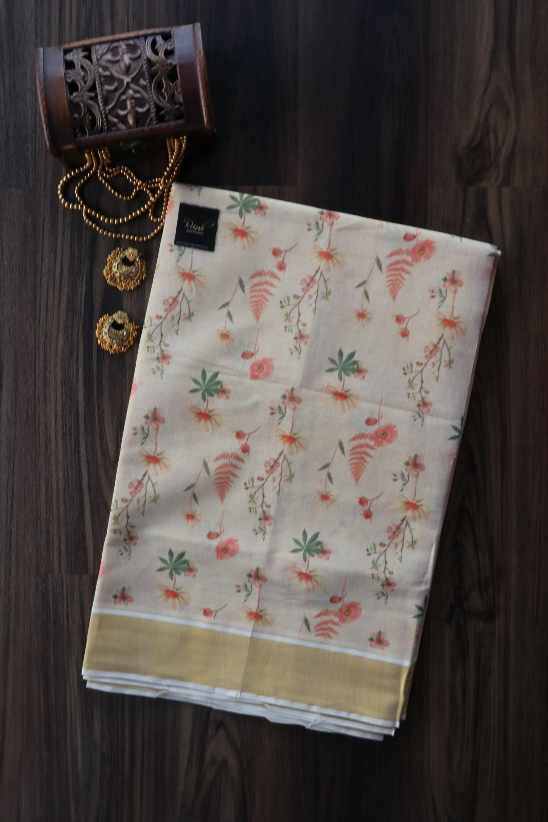 MULTI COLOUR FLORAL PRINT TISSUE SAREE