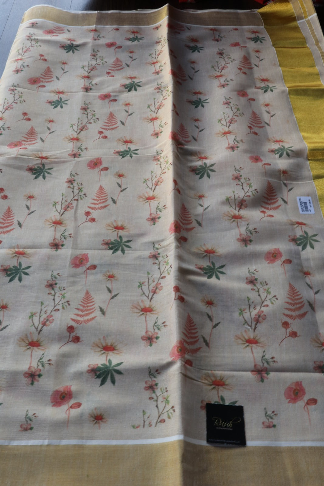 MULTI COLOUR FLORAL PRINT TISSUE SAREE