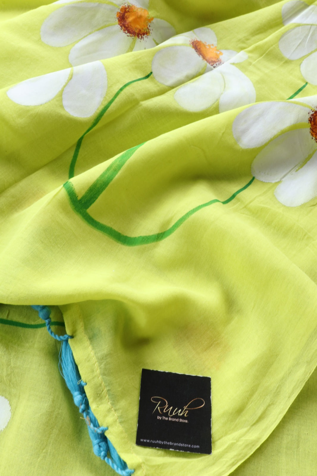 NEON MULMUL HANDPAINTED DAISY SAREE