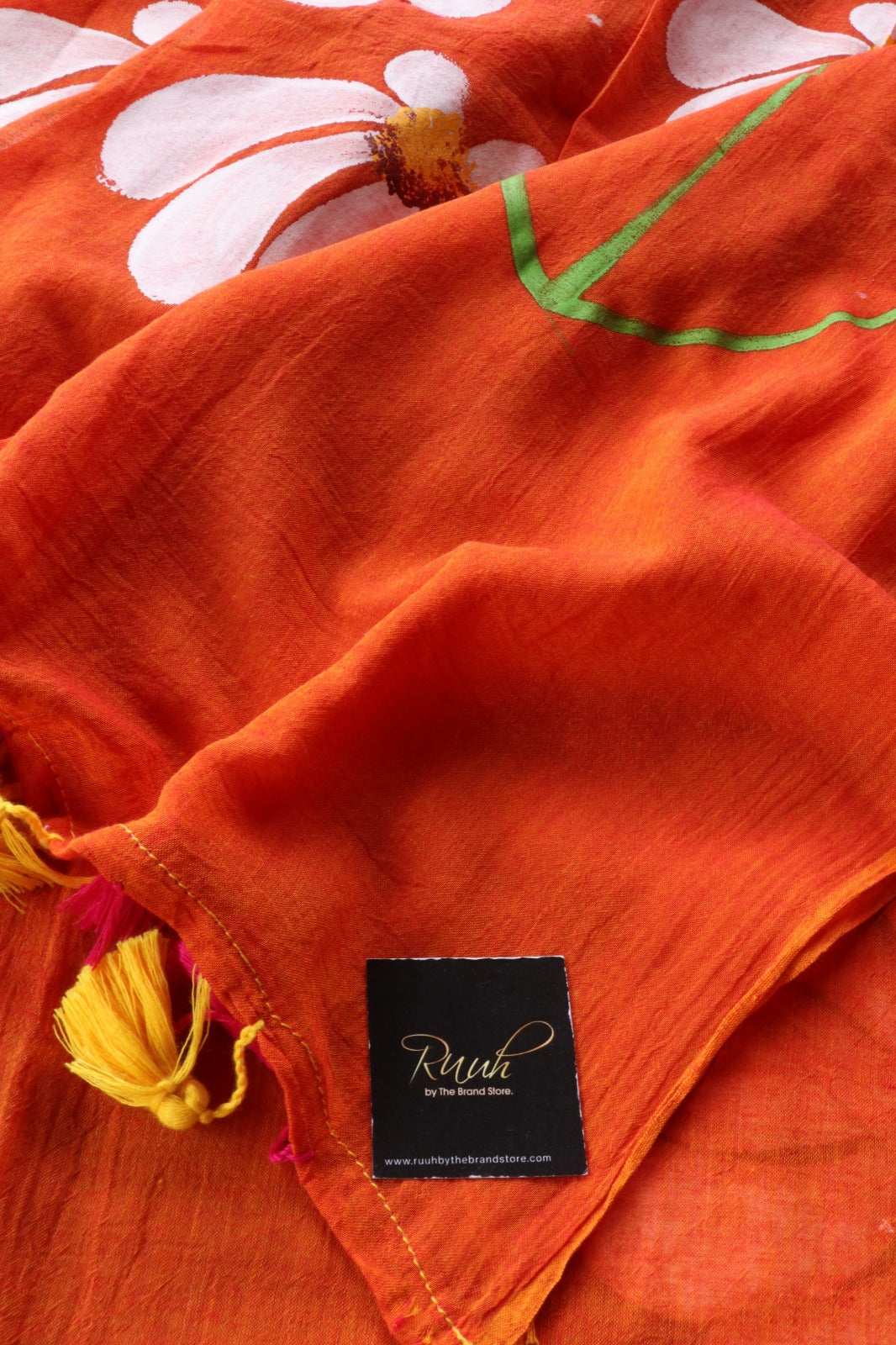 DUAL TONE PINK X YELLOW MULMUL HANDPAINTED DAISY SAREE