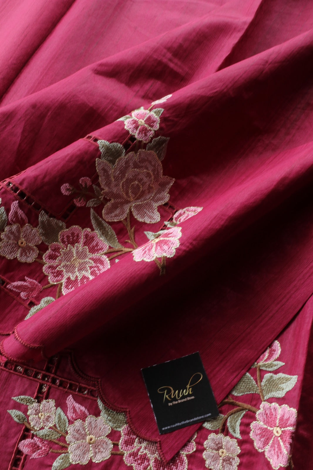PREMIUM SEMI TUSSAR WITH CUTWORK - MAROON