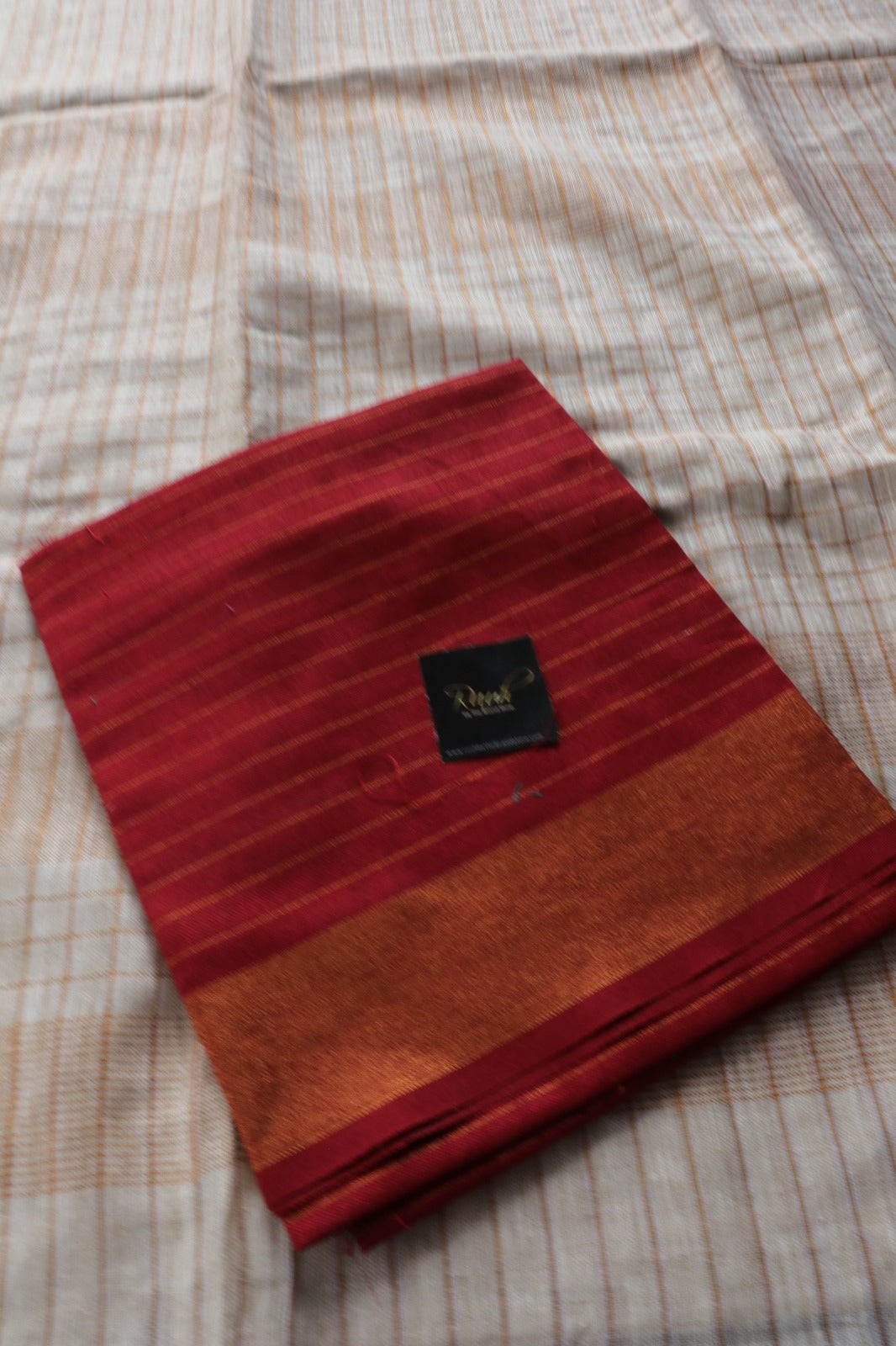 LINEN CHECKS WITH MAROON EDGING