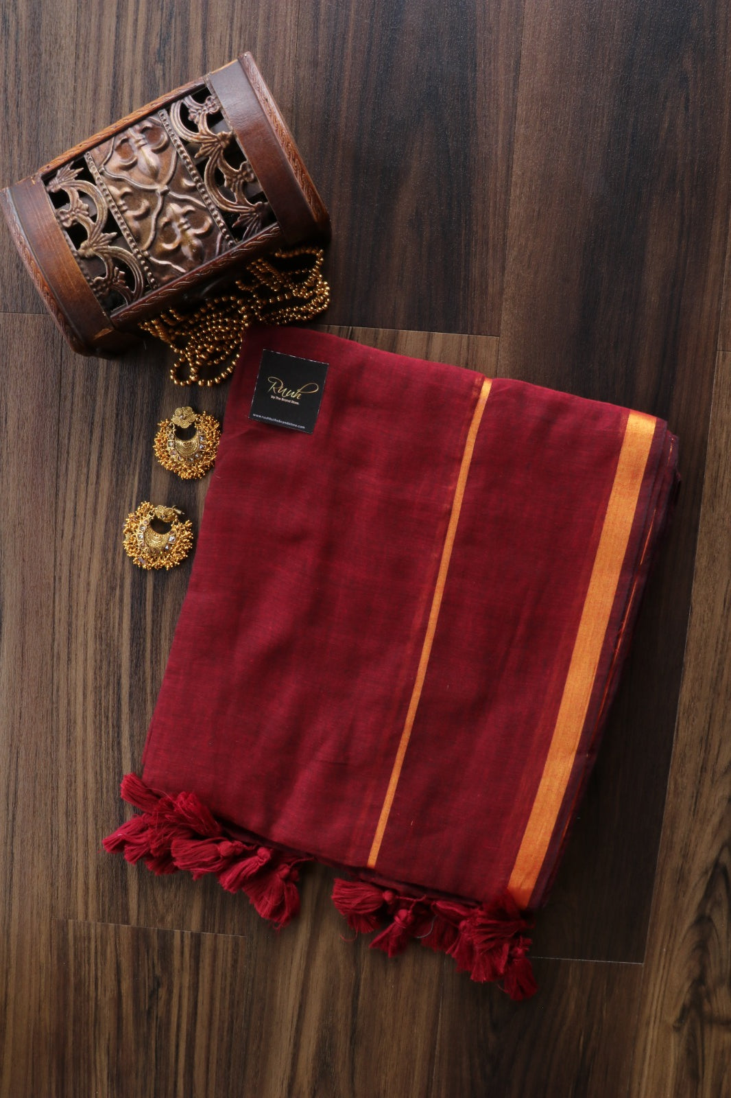MAROON MULMUL COTTON SAREE