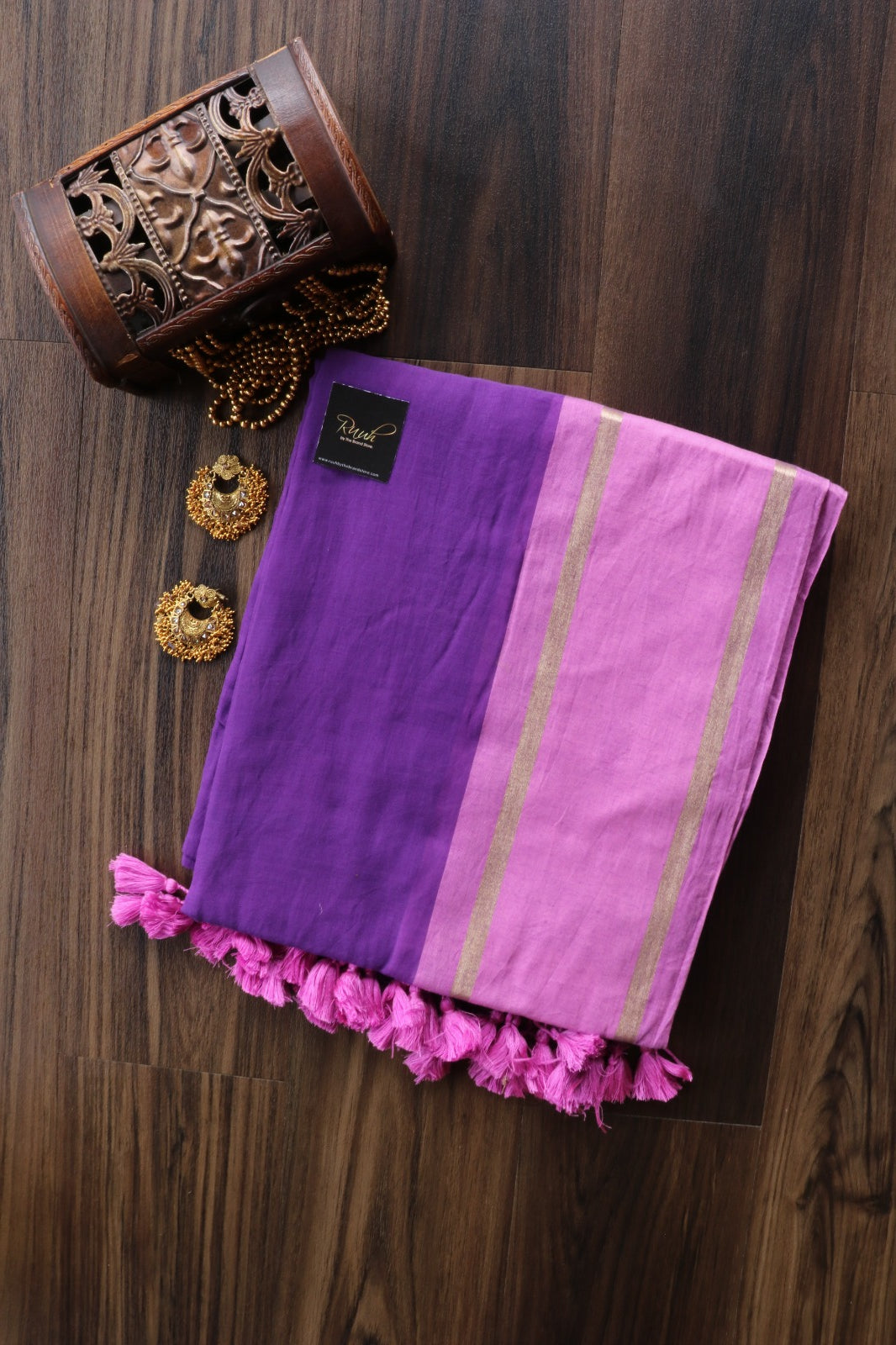 PURPLE PINK MULMUL COTTON SAREE