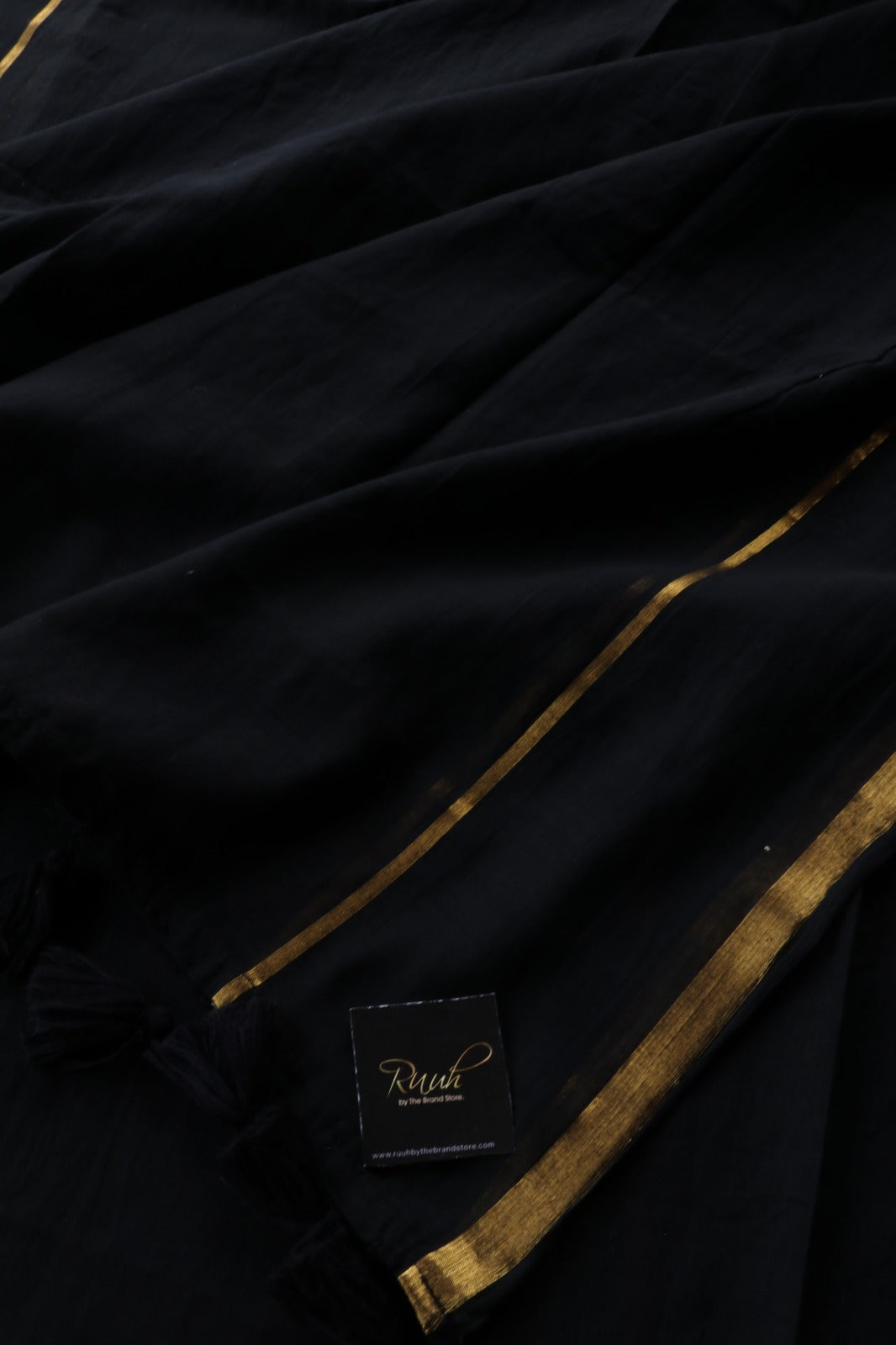 BLACK MULMUL COTTON SAREE
