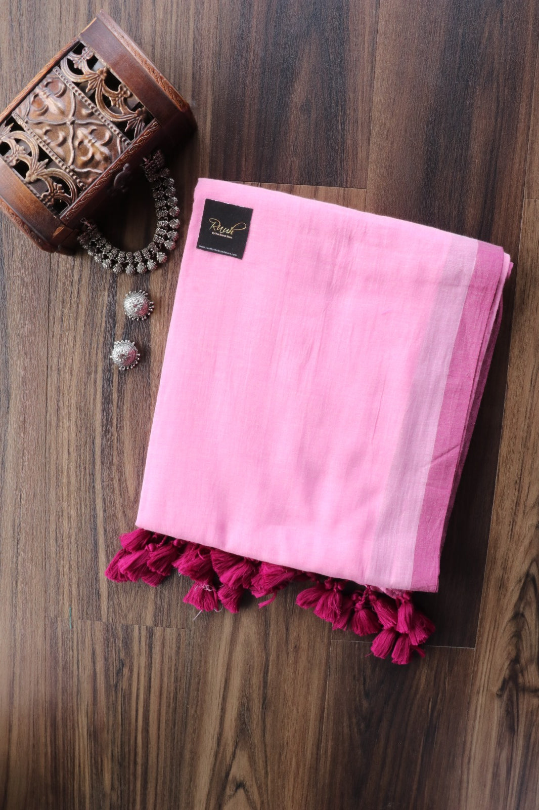 PINK- DARK PINK PLAIN MUL MUL SAREE