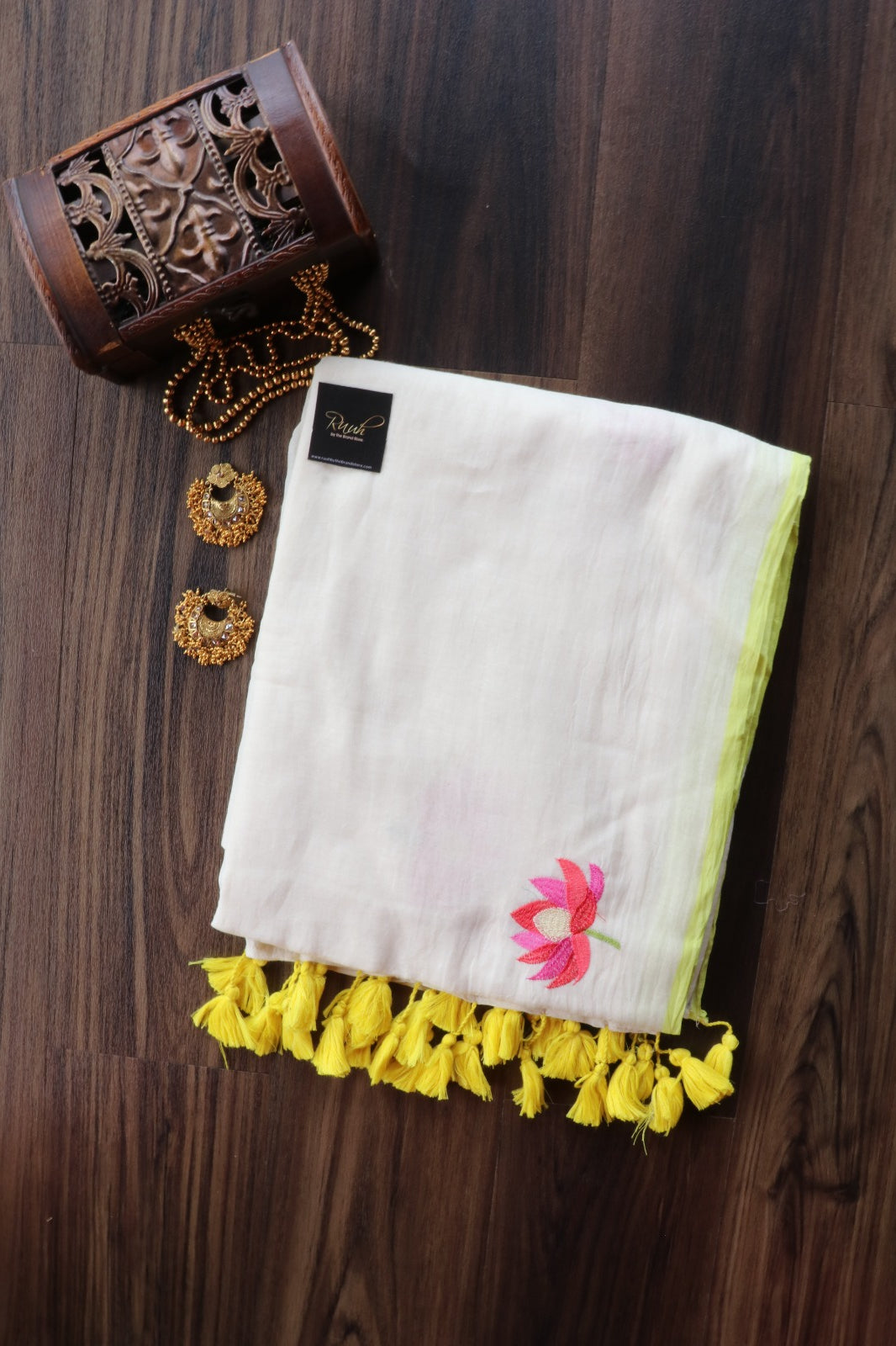 LOTUS EMBROIDERY MUL MUL COTTON SAREE