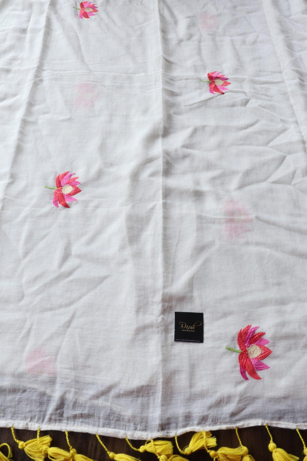 LOTUS EMBROIDERY MUL MUL COTTON SAREE