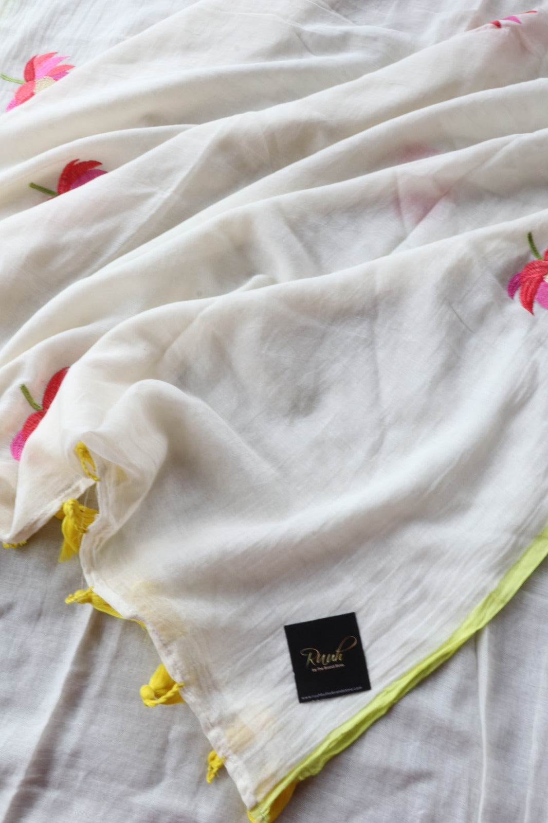 LOTUS EMBROIDERY MUL MUL COTTON SAREE