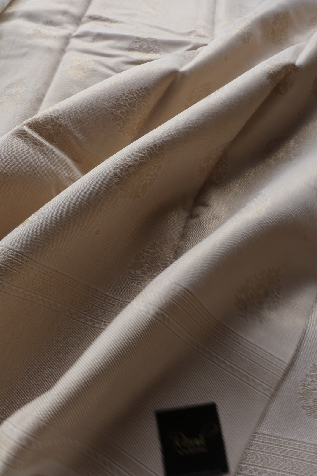 LIGHT GOLD FLORAL BUTTA SEMI SILK SAREE