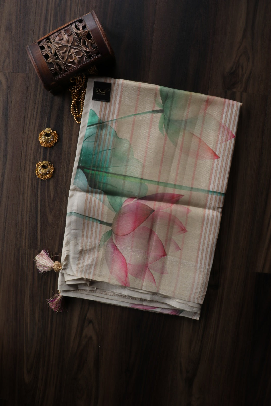 LOTUS PRINTED SEMI SILK SAREE