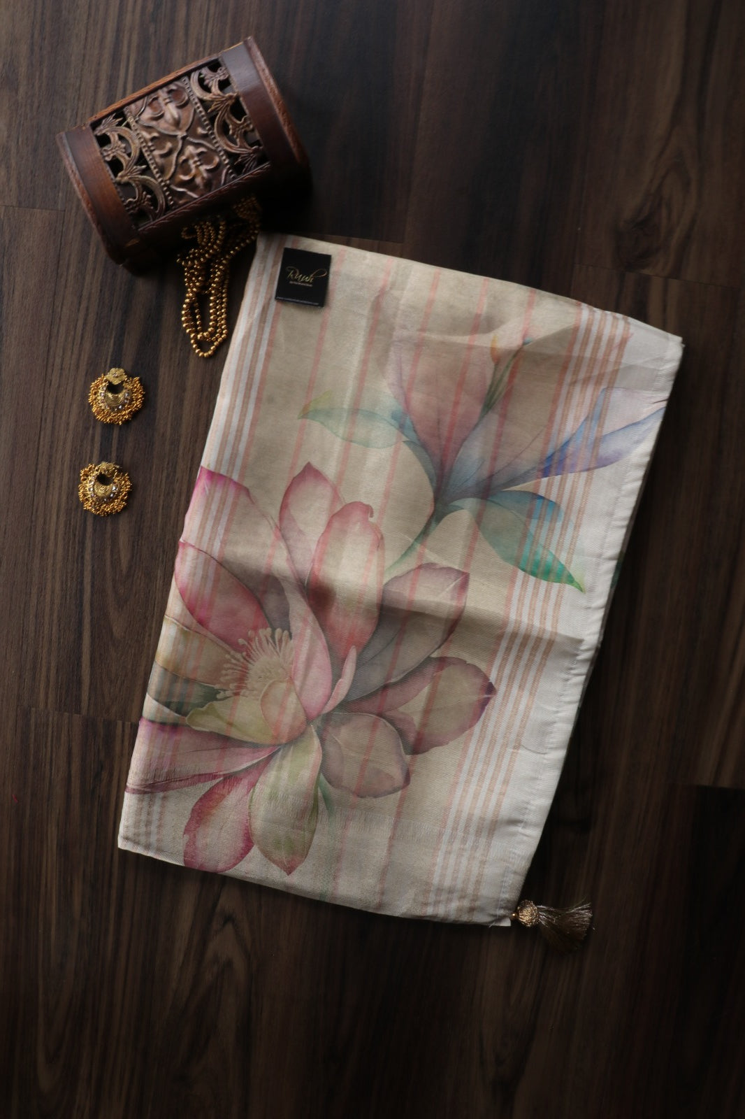 MULTI COLOUR FLORAL PRINTED SEMI SILK SAREE