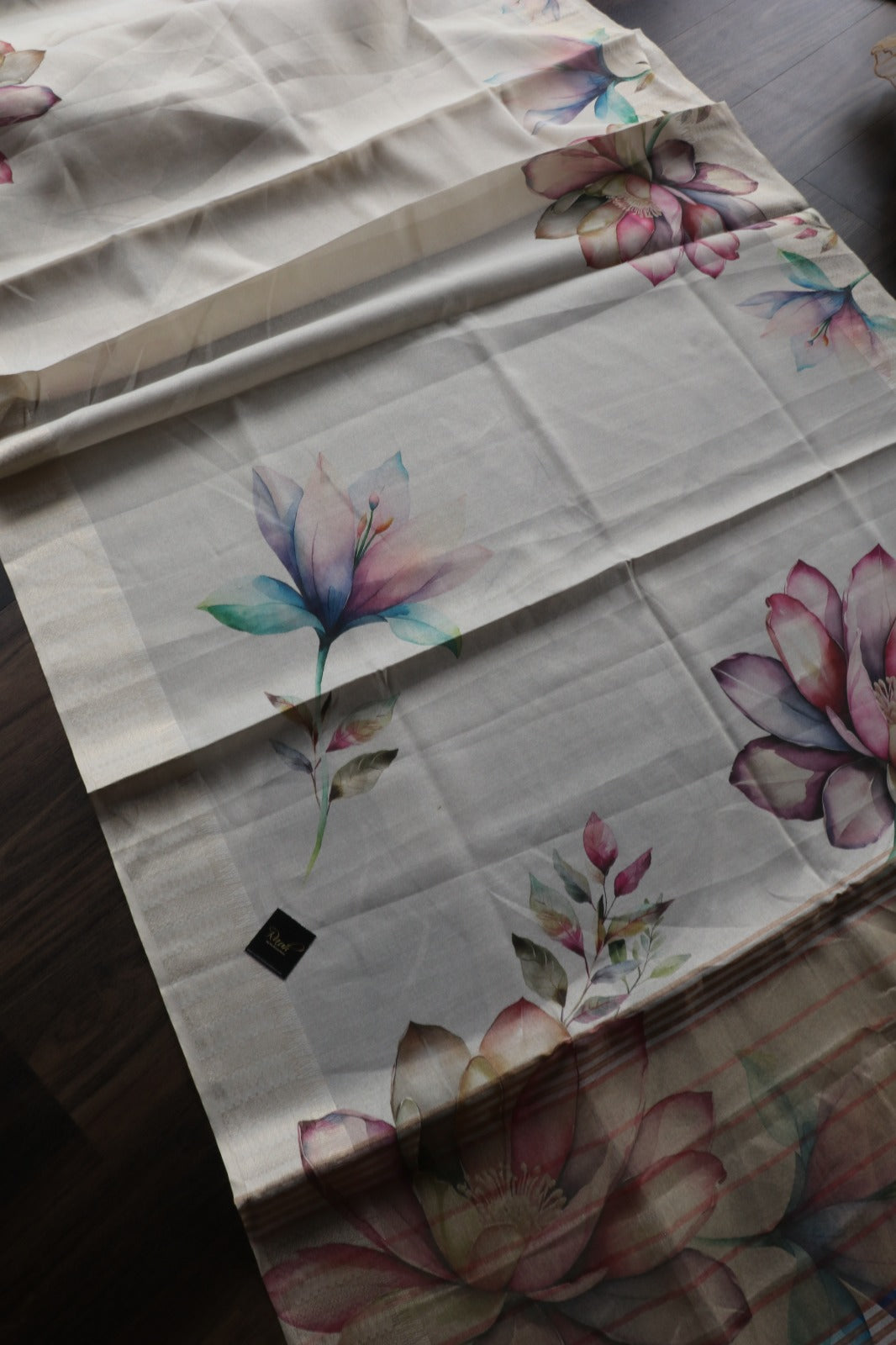 MULTI COLOUR FLORAL PRINTED SEMI SILK SAREE