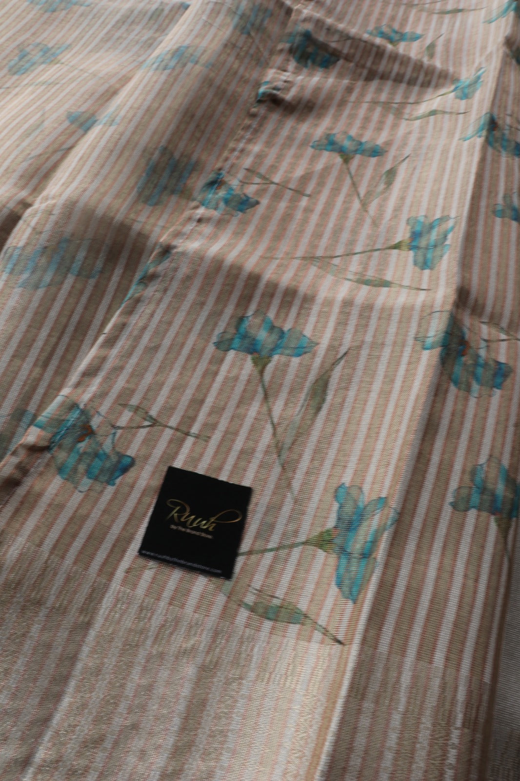 BLUE FLORAL PRINTED SEMI SILK SAREE