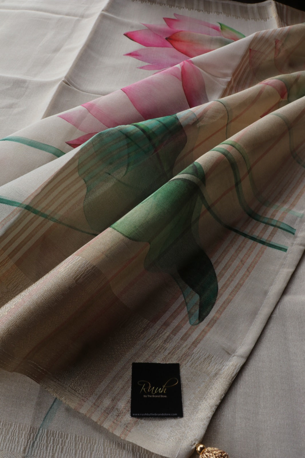 LOTUS PRINTED SEMI SILK SAREE