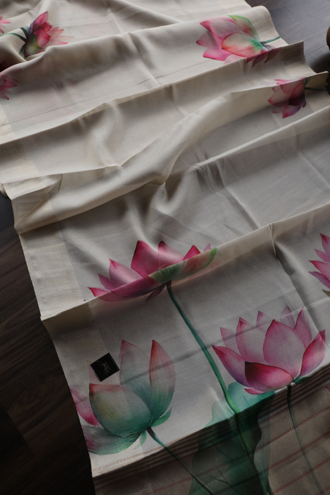 LOTUS PRINTED SEMI SILK SAREE