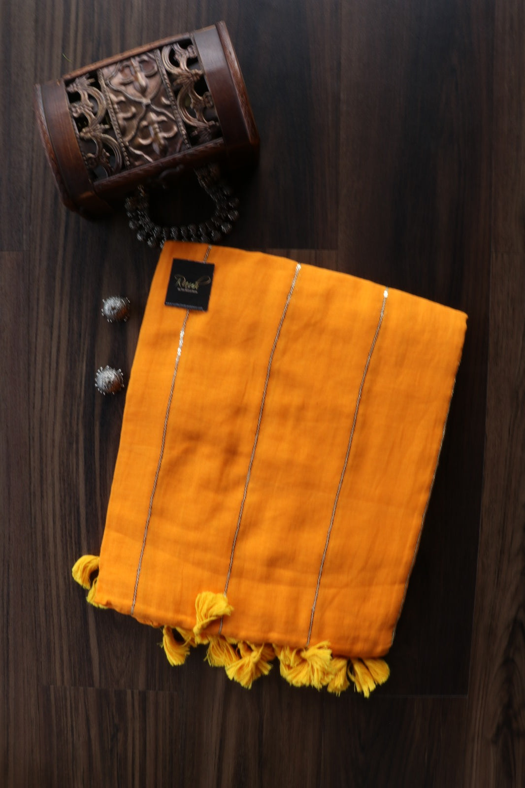 YELLOW MULMUL SEQUENCE SAREE