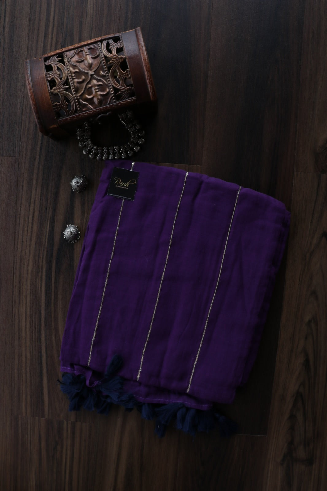 PURPLE MULMUL SEQUENCE SAREE