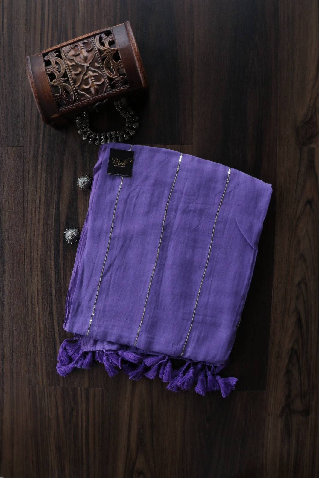 LAVENDER MULMUL SEQUENCE SAREE
