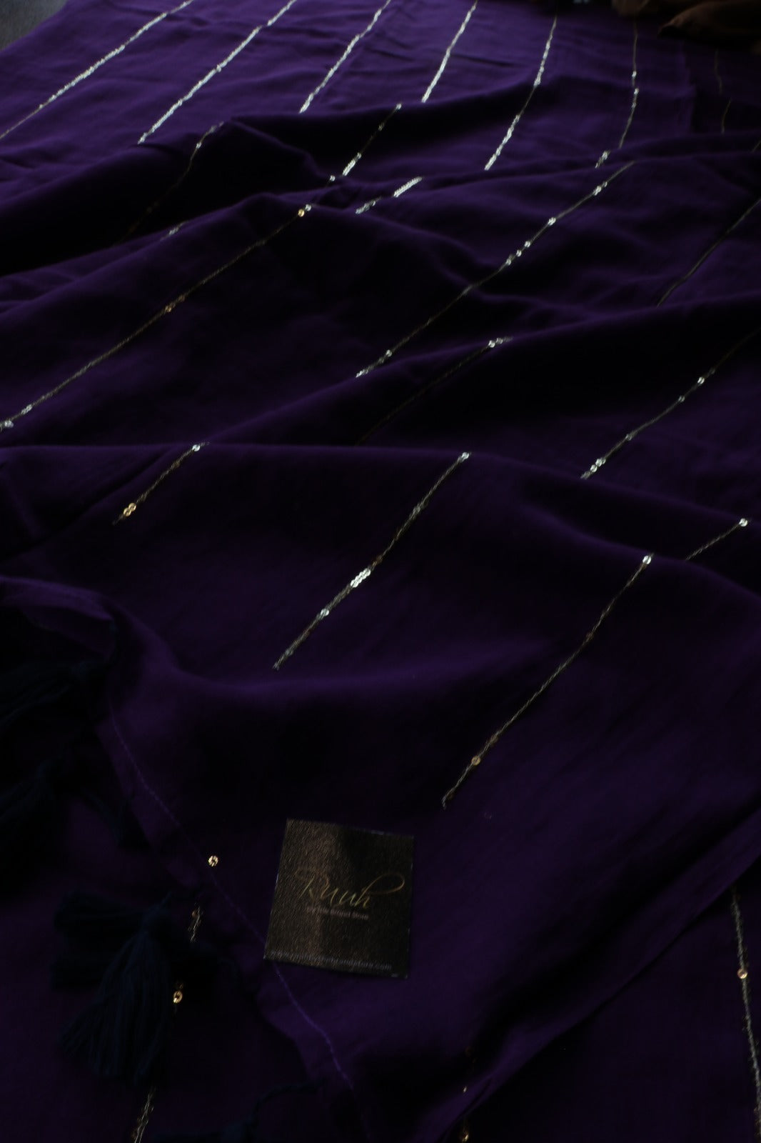 PURPLE MULMUL SEQUENCE SAREE