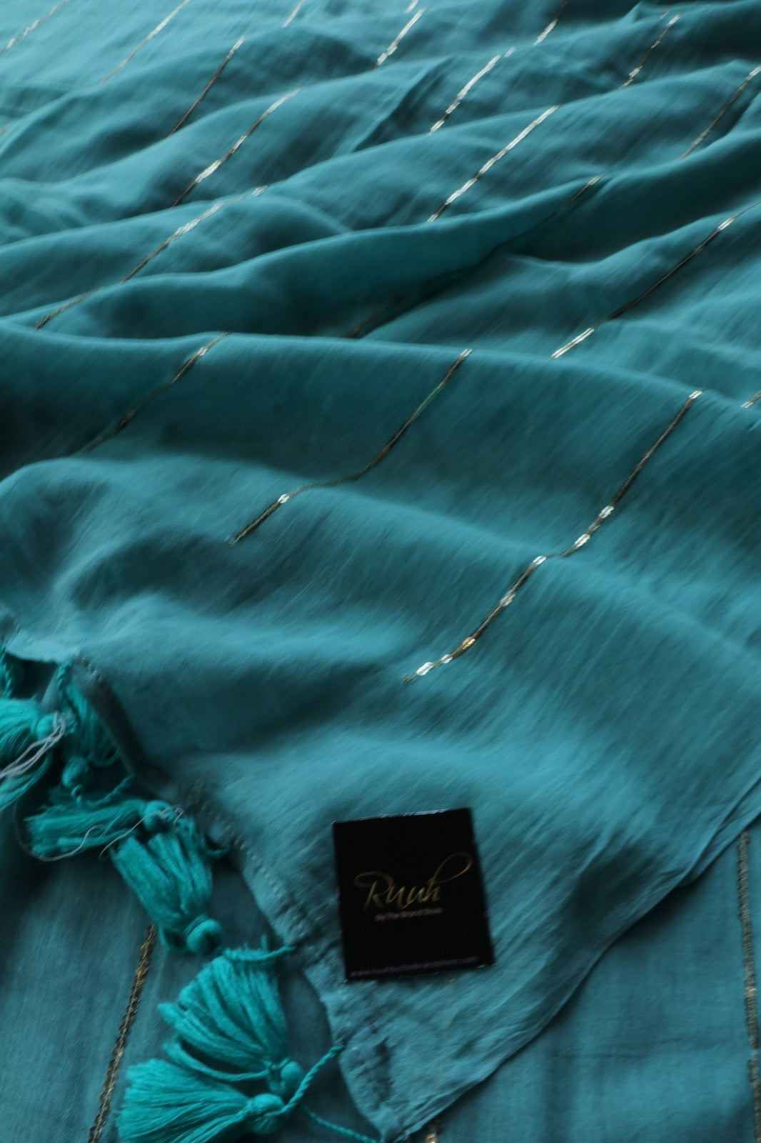 SEA GREEN MULMUL SEQUENCE SAREE