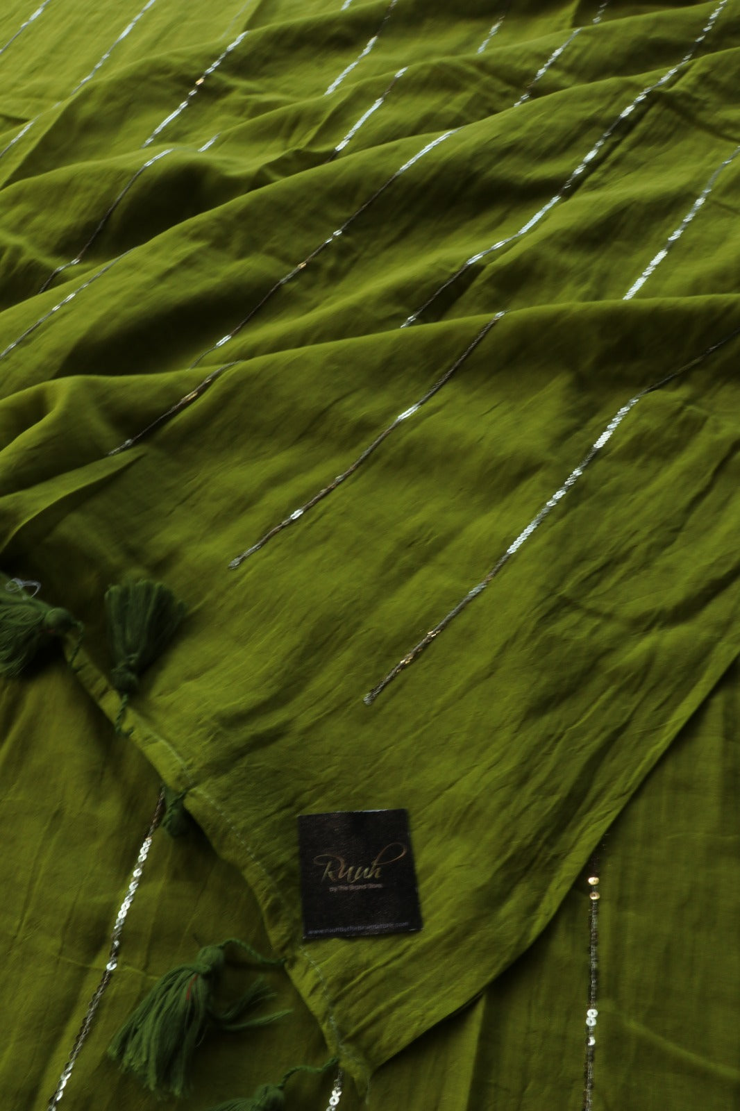 MEHENDI GREEN MULMUL SEQUENCE SAREE