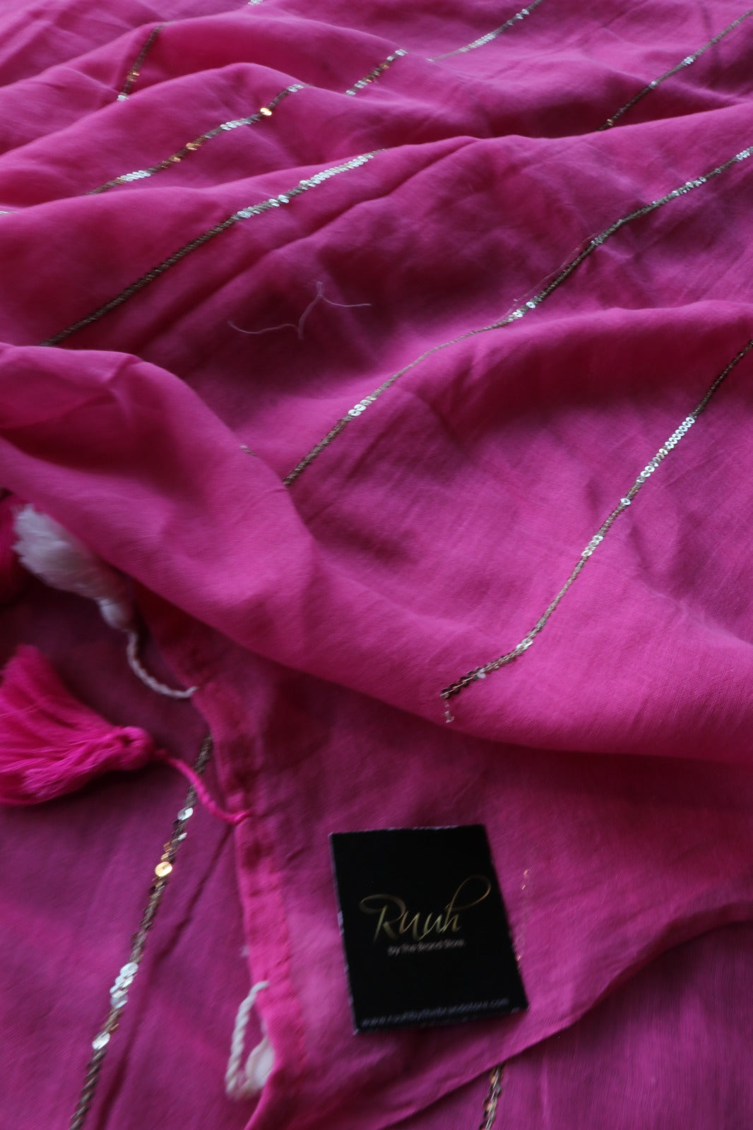 PINK MULMUL SEQUENCE SAREE