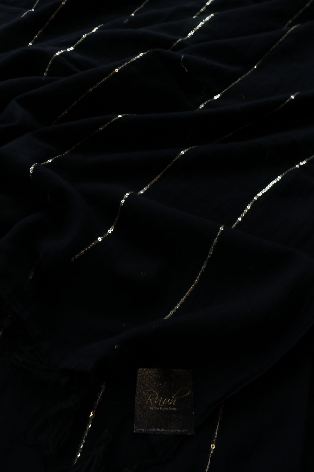 BLACK MULMUL SEQUENCE SAREE