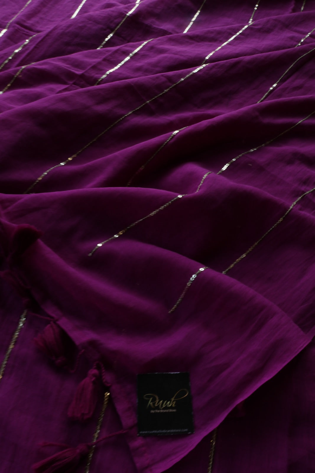 MAGENTA MULMUL SEQUENCE SAREE