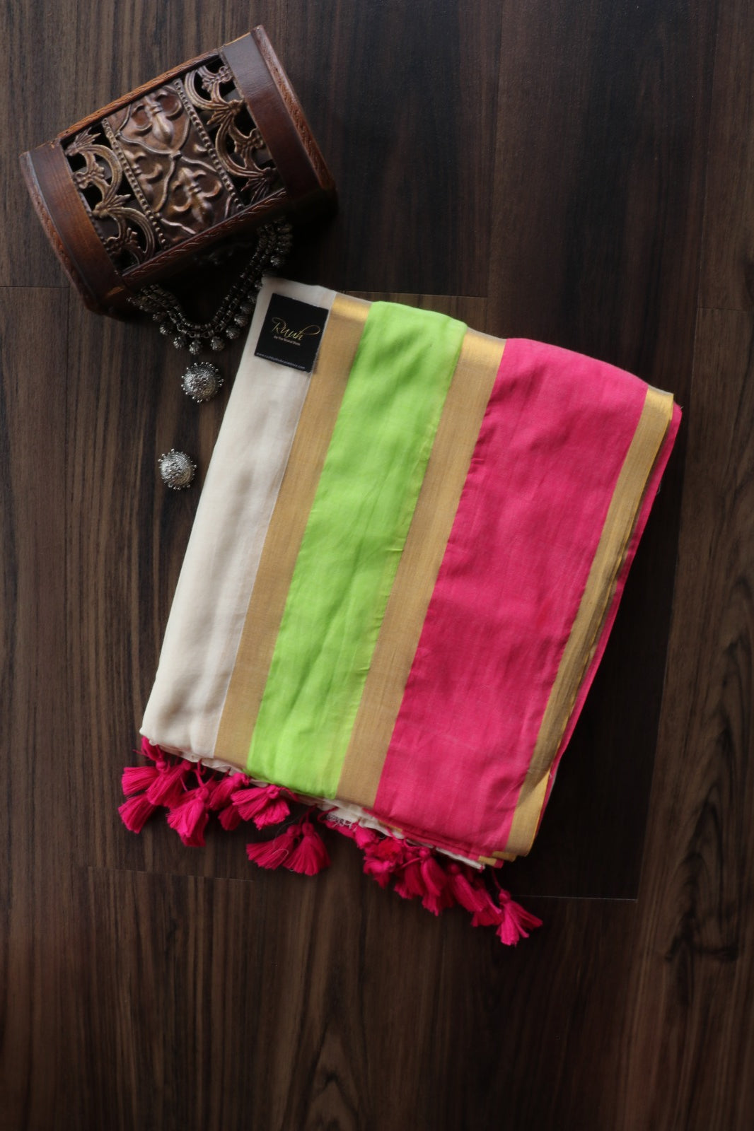 MULMUL COTTON WITH MULTI COLOUR BORDER
