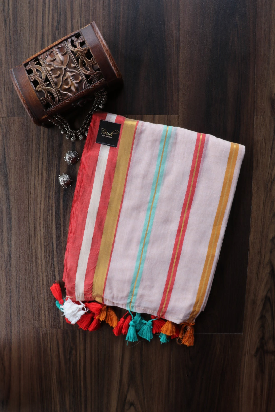 MULMUL COTTON WITH MULTICOLOUR STRIPES