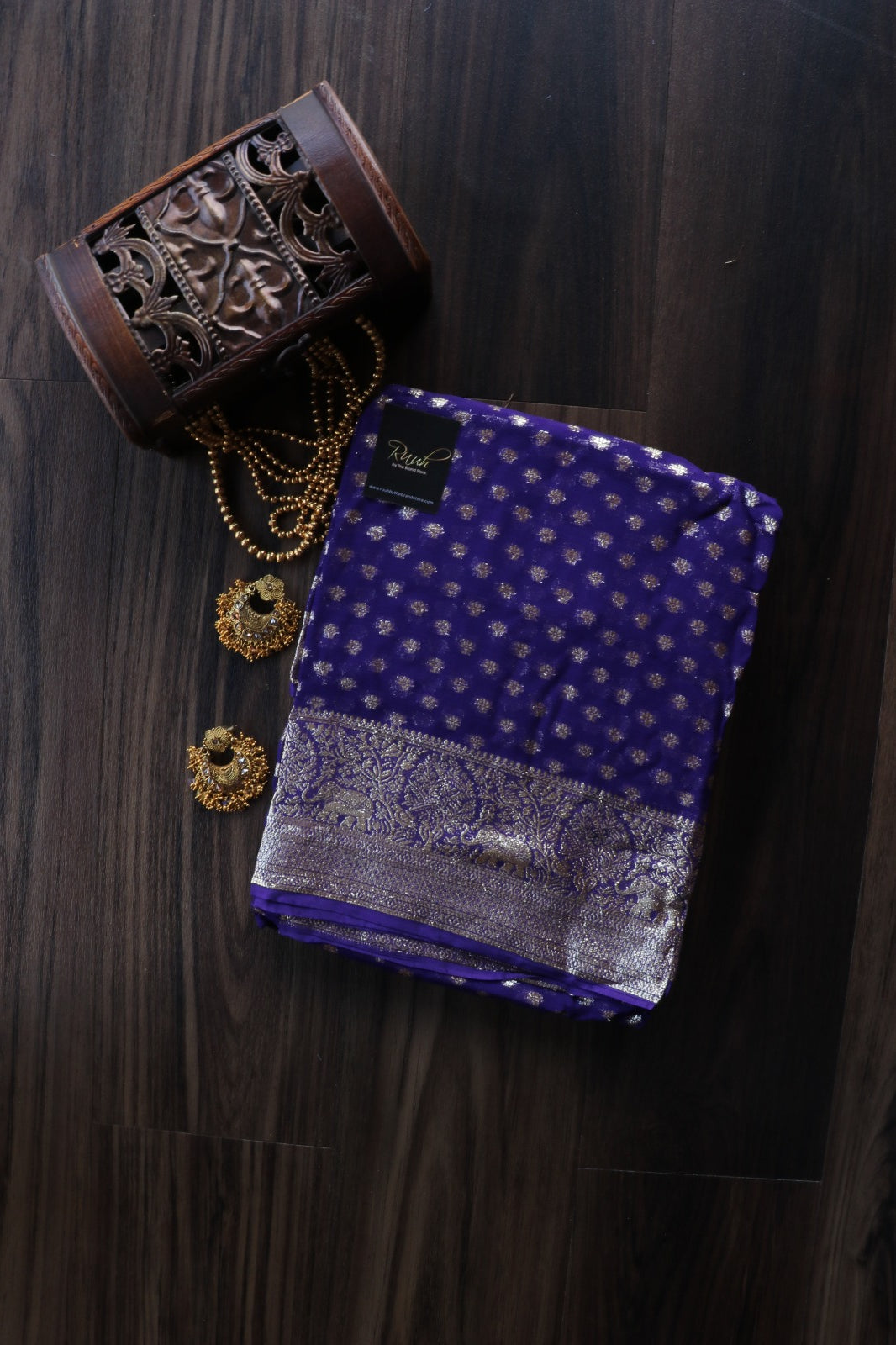 DARK BLUE VISCOSE GEORGETTE SAREE
