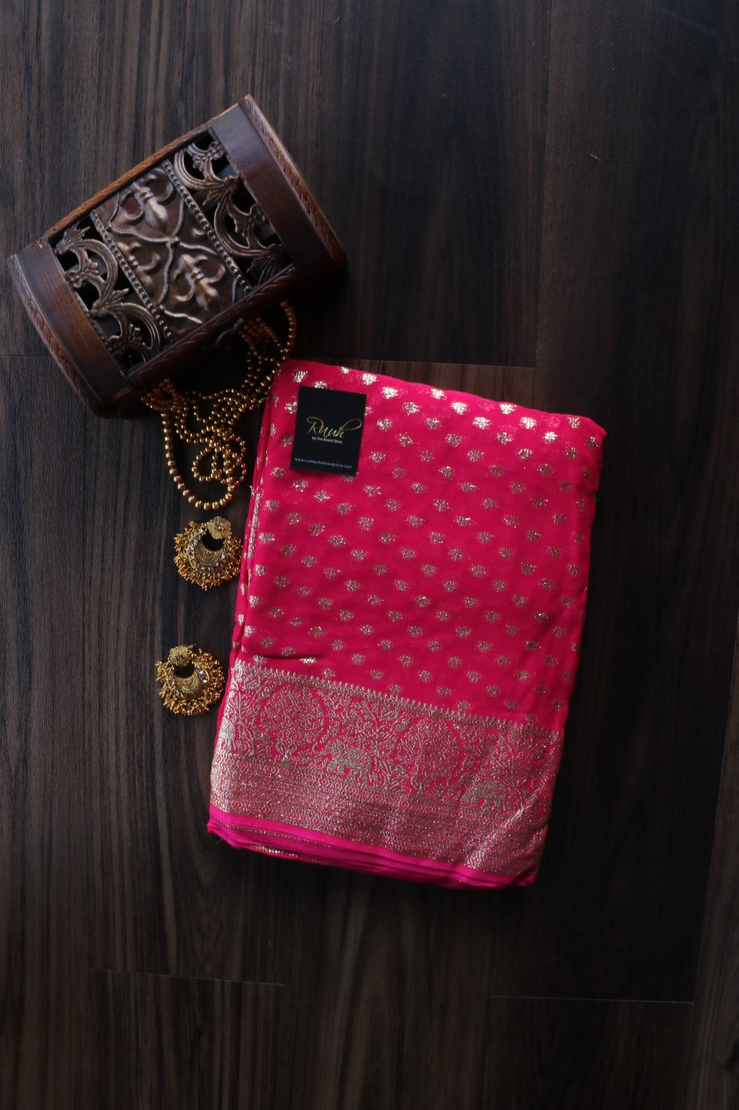 HOT PINK VISCOSE GEORGETTE SAREE