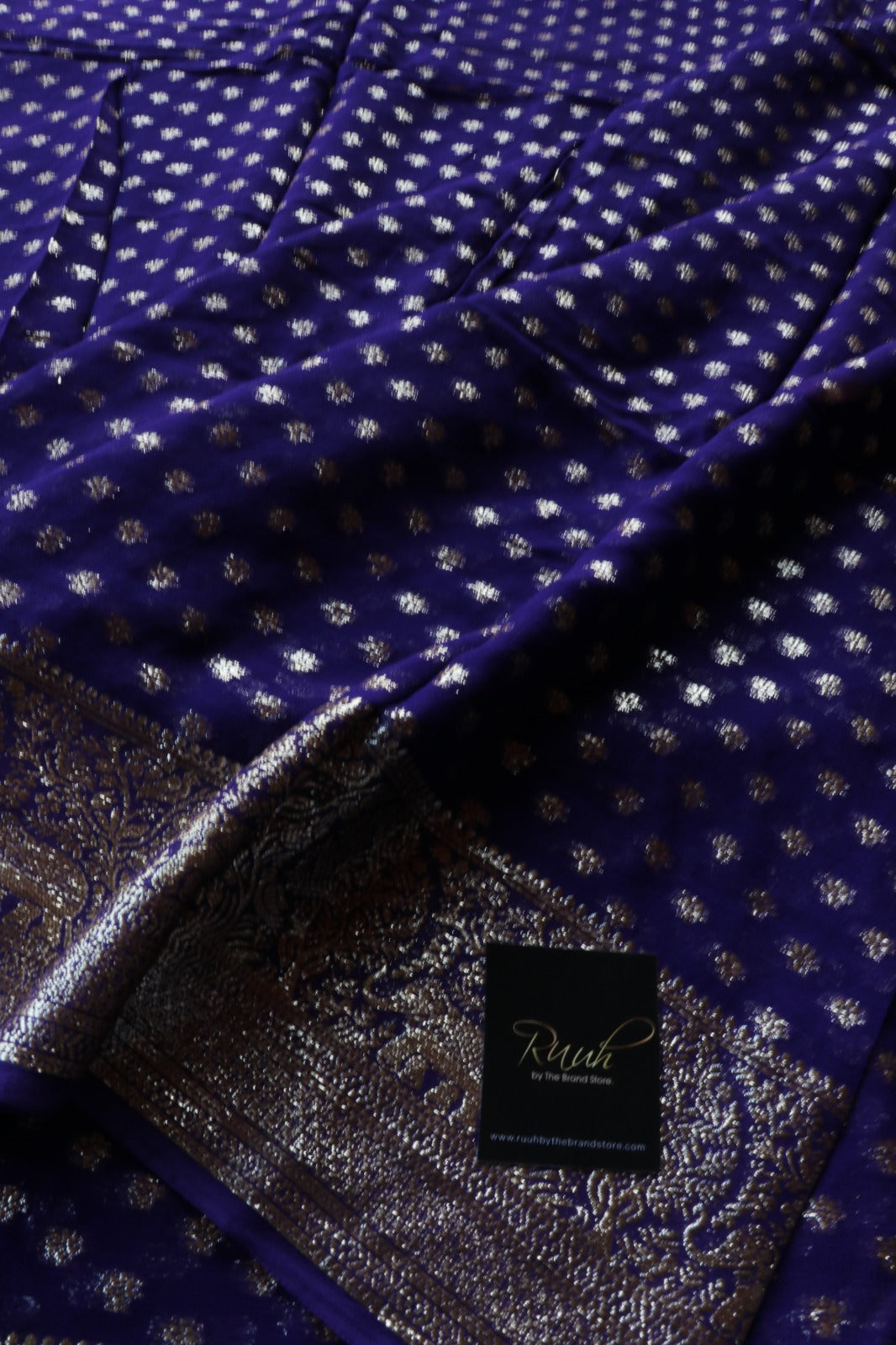 DARK BLUE VISCOSE GEORGETTE SAREE