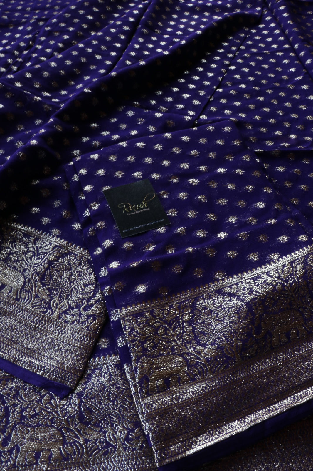 DARK BLUE VISCOSE GEORGETTE SAREE