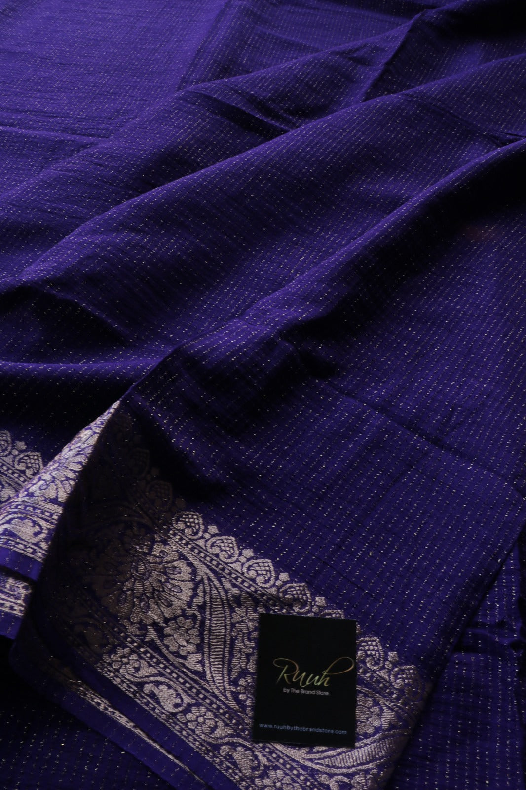 PURPLE VISCOSE CHINNON WITH ZARI STRIPES